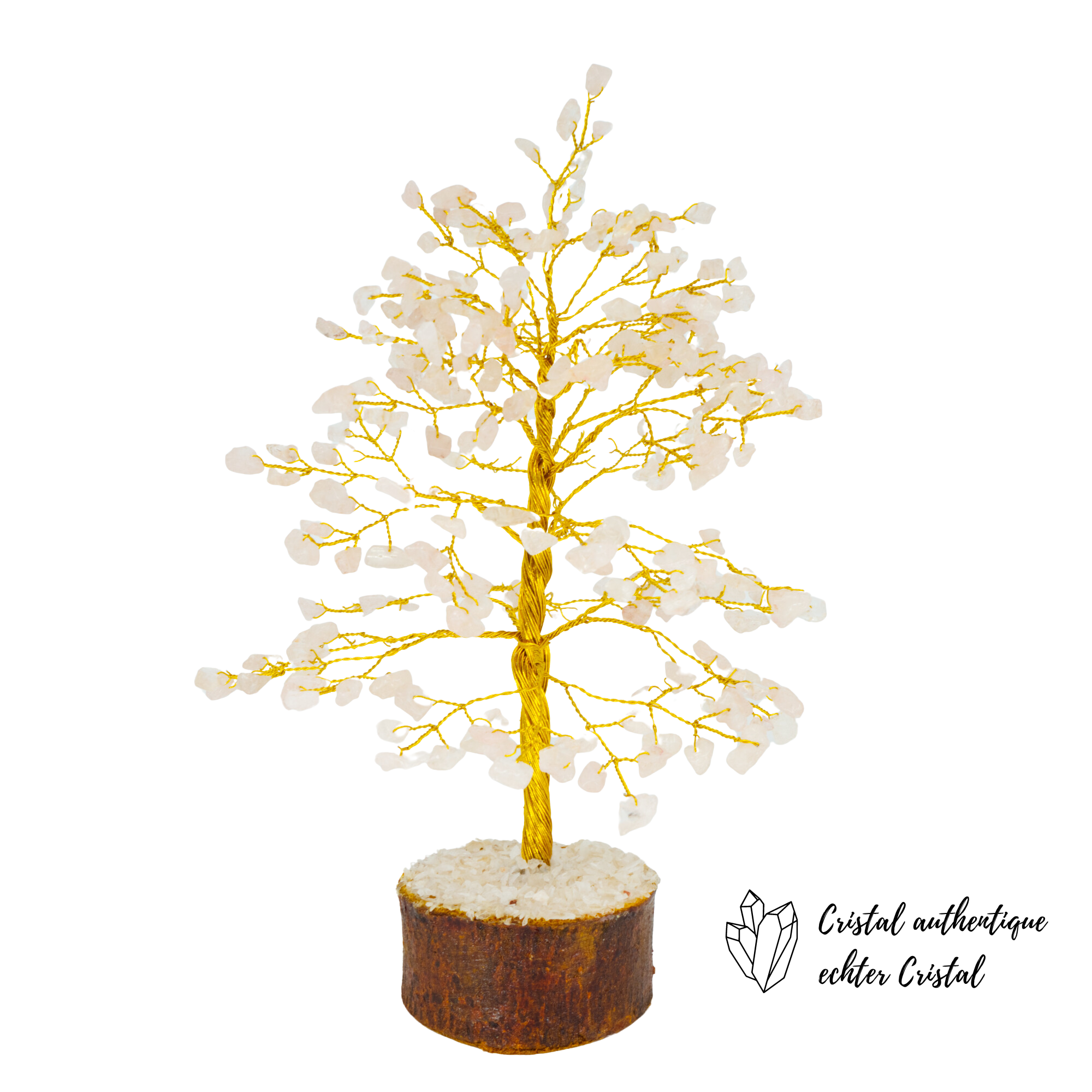 Arbre du Bonheur en Quartz Rose non chauffées 300 pierres 21 cm - Gemio.ch