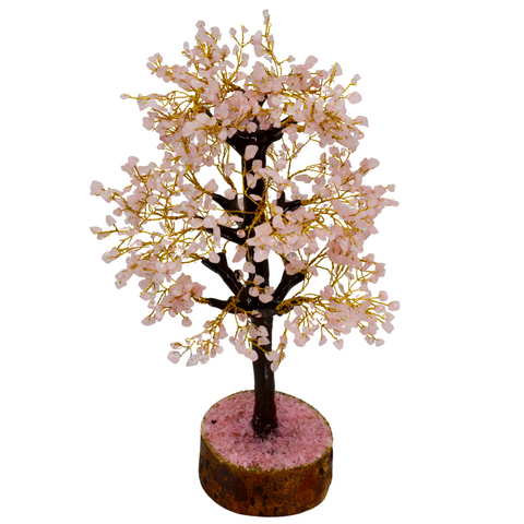 Arbre du Bonheur en Quartz Rose 1000 pierres 39 cm