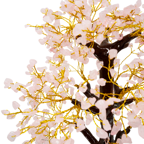 Arbre du Bonheur en Quartz Rose 1000 pierres 39 cm