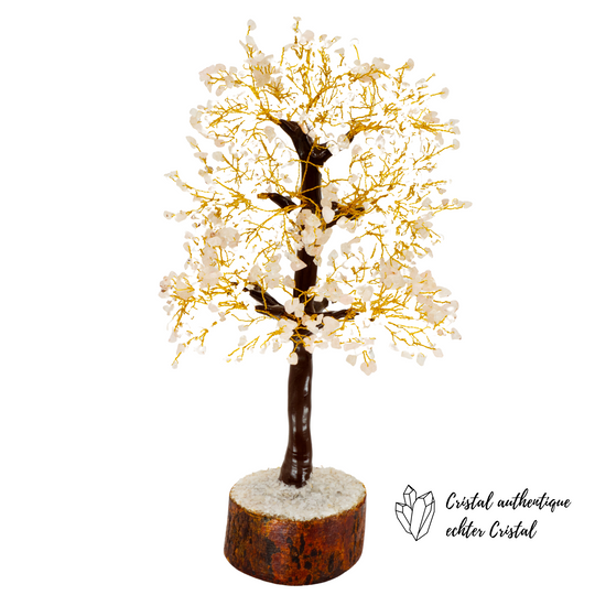 Arbre du Bonheur en Quartz Rose non chauffé 1000 pierres 39 cm