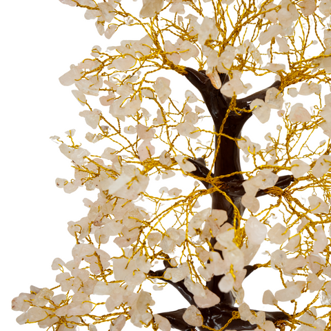 Arbre du Bonheur en Quartz Rose non chauffé 1000 pierres 39 cm