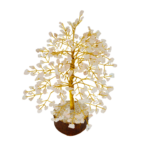 Arbre du Bonheur en Quartz Rose non chauffées 300 pierres 21 cm