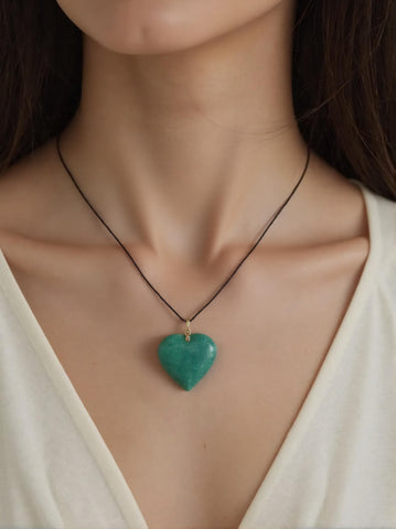 Pendentif Cœur en Amazonite – Créativité & Harmonie Intérieure