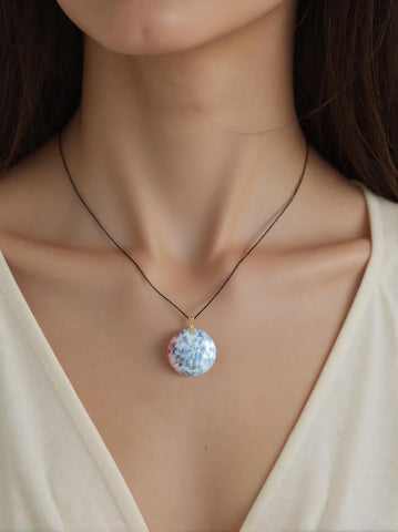 Dendritischer Opal runder Anhänger (Merlinit)