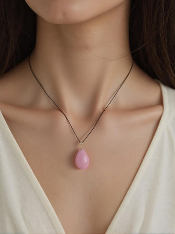 Pendentif Goutte en Quartz Rose – Douceur & Harmonie Émotionnelle