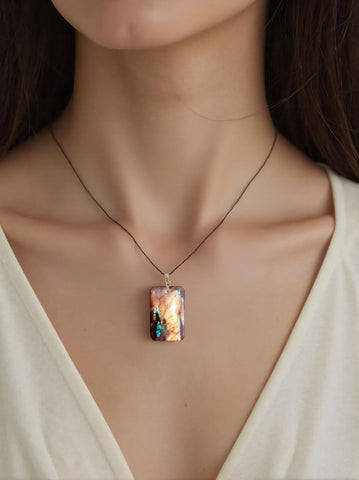 Pendentif Labradorite Noire Rectangle – Protection, Aura & Charisme