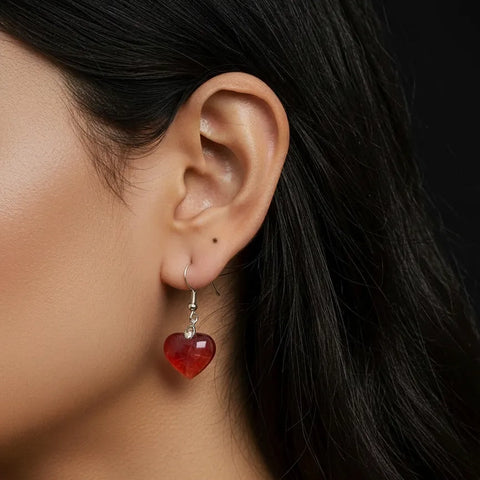 Boucles d’Oreilles Cornaline Cœur – Énergie du cœur, chance et vitalité