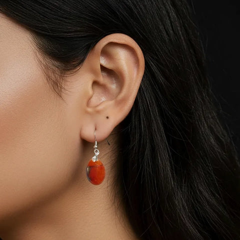 Boucles d’Oreilles Cornaline Ovale – Énergie vitale, chance et équilibre intérieur