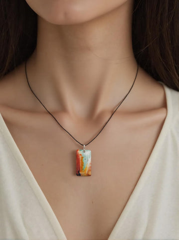 Pendentif Jaspe Polychrome Ovale – Fluidité, complétude et harmonie intérieure
