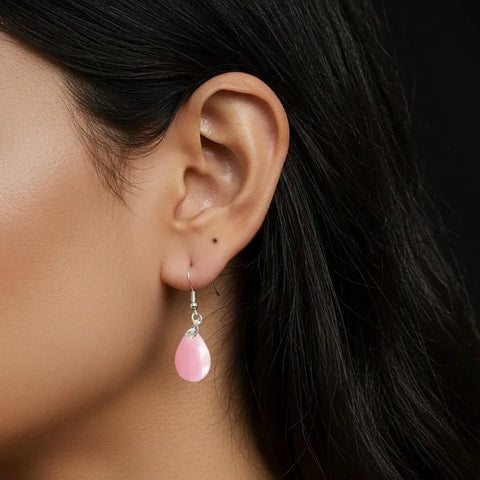 Boucles d’Oreilles Quartz Rose Goutte – Amour, Douceur & Guérison du Cœur
