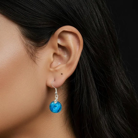 Boucles d’Oreilles Apatite Chauffée Rond – Communication & Harmonie Énergétique