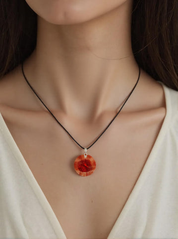 Pendentif Jaspe Rouge Rond – Tonus, Énergie & Équilibre