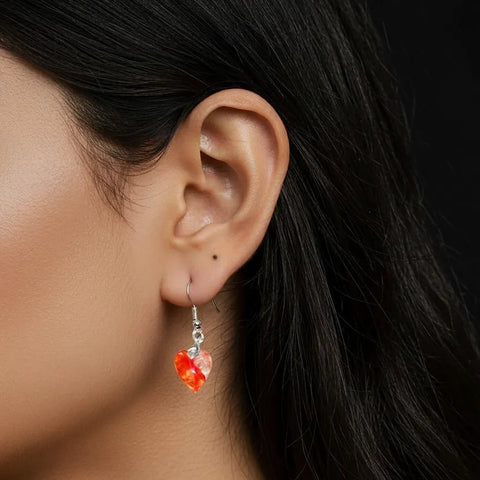 Boucles d’Oreilles Quartz Hématoïde Rouge Cœur – Énergie du Cœur, Ancrage & Transformation