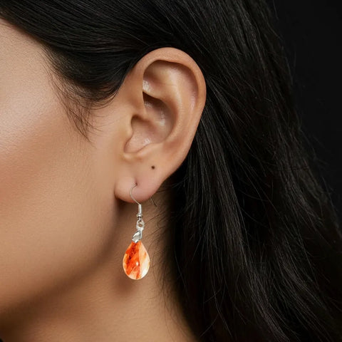 Boucles d’Oreilles Quartz Hématoïde Rouge Goutte – Ancrage, Vitalité & Transformation Émotionnelle