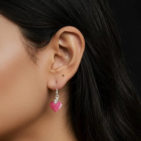 Boucles d’Oreilles Rhodonite Extra Cœur – Apaisement et Protection