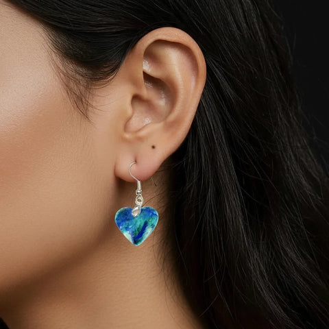 Boucles d’Oreilles Azurite/Chrysocolle Cœur – Épanouissement et Relaxation
