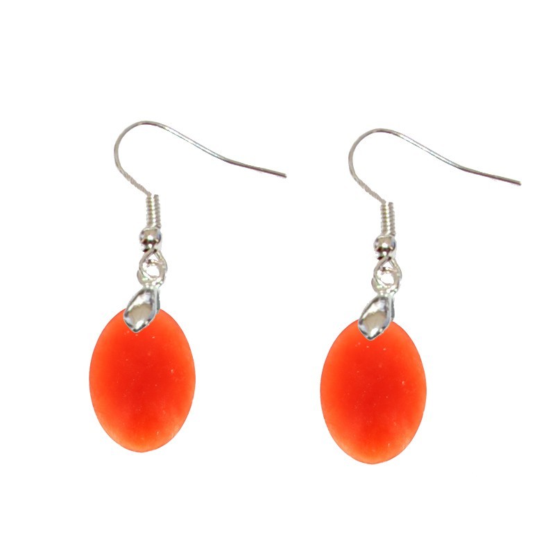 Boucles d'Oreilles Calcite Orange EXTRA Ovale - Gemio.ch