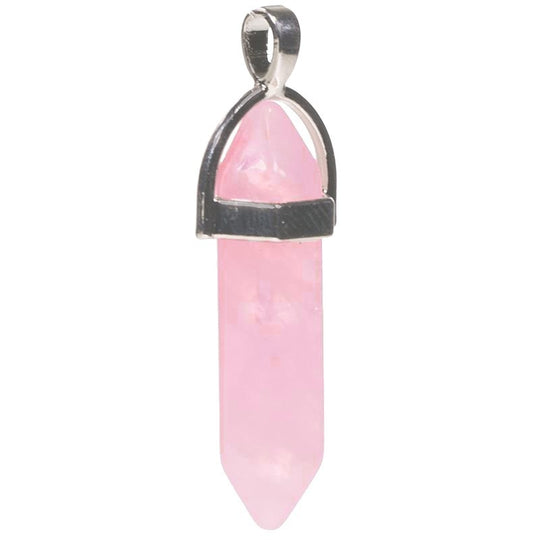 Pendentif Pointe en Quartz Rose