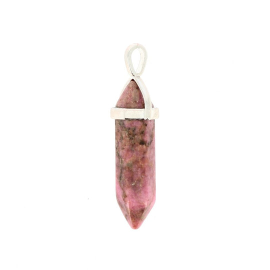 Pendentif Pointe en Rhodanite Rose