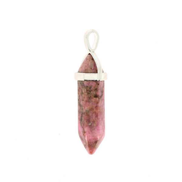 Pendentif Pointe en Rhodanite Rose