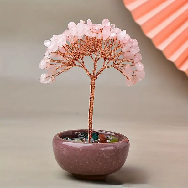 Arbre de Vie en Pierres Précieuses Naturelles avec Bol en Terre Cuite - Gemio.ch