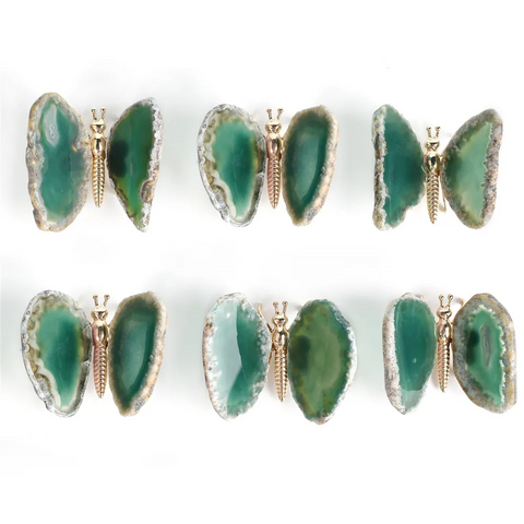 Papillon en lamelle d’agate naturelle