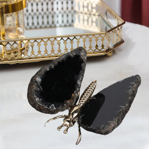 Papillon en lamelle d’agate naturelle