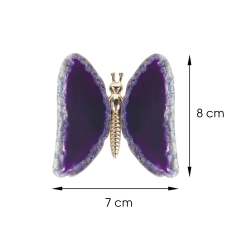 Papillon en lamelle d’agate naturelle