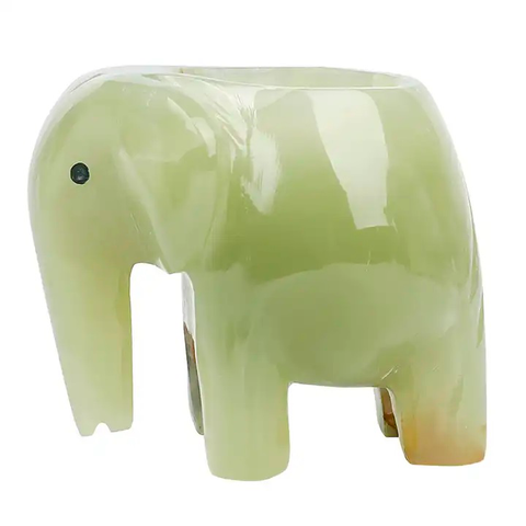 Teelichthalter Elefant aus grünem Onyx