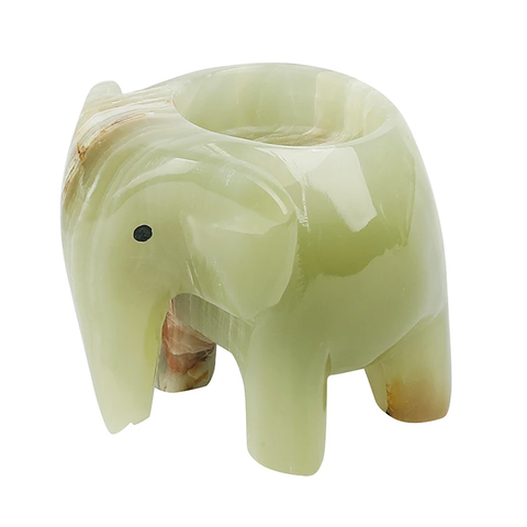 Teelichthalter Elefant aus grünem Onyx