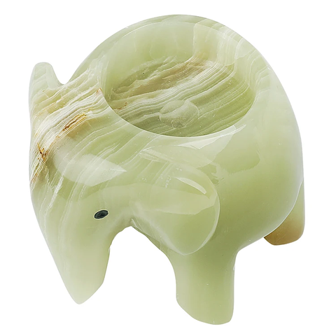 Teelichthalter Elefant aus grünem Onyx