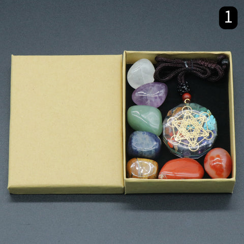 Ensemble de Pierres Précieuses de Guérison avec Pendentif en Orgone – Équilibre et Énergie