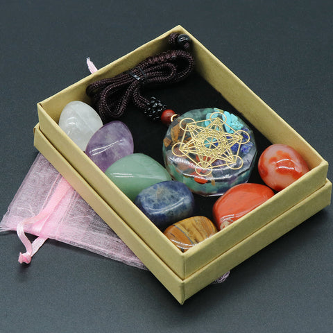 Ensemble de Pierres Précieuses de Guérison avec Pendentif en Orgone – Équilibre et Énergie