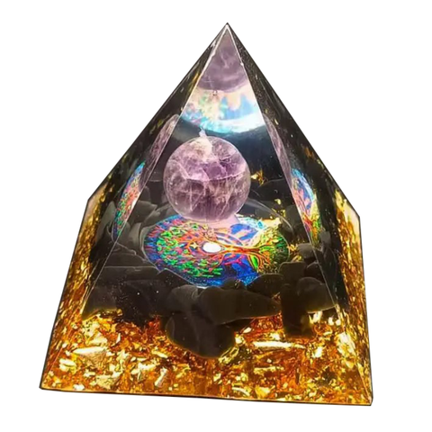 Pyramide de cristaux de guérison en orgone