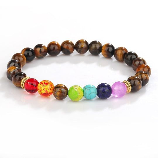 Bracelet 7 chakras et oeil de tigre
