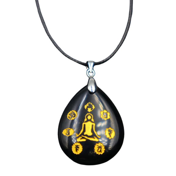 Pendentif Méditation en Agate Noire – Ancrage et Protection - Gemio.ch