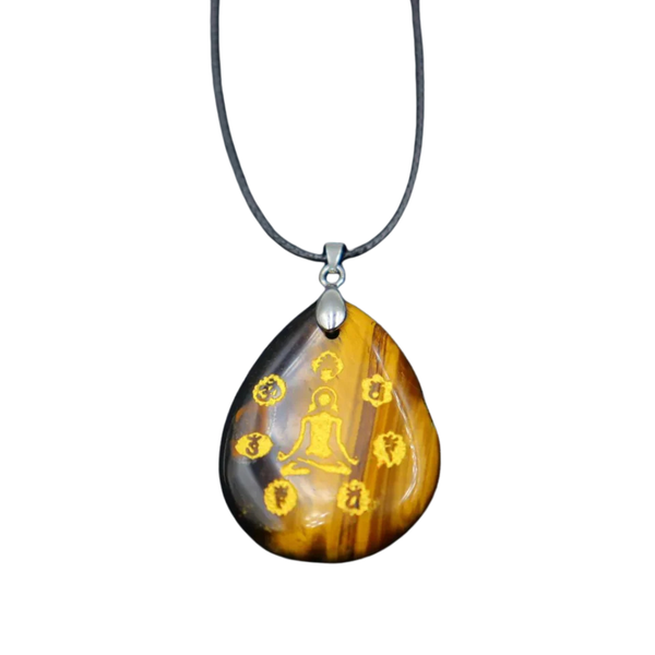 Pendentif Méditation en Œil de Tigre – Protection et Concentration - Gemio.ch