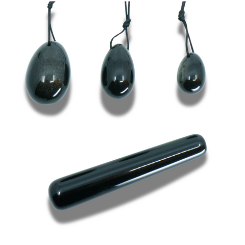 Œufs de Yoni en Obsidienne avec Bâton de Massage - Protection, Guérison Profonde et Puissance Intérieure