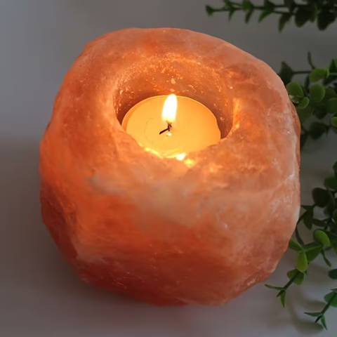 Porte-Bougie en Sel de l'Himalaya - Lumière Apaisante et Bien-être Naturel