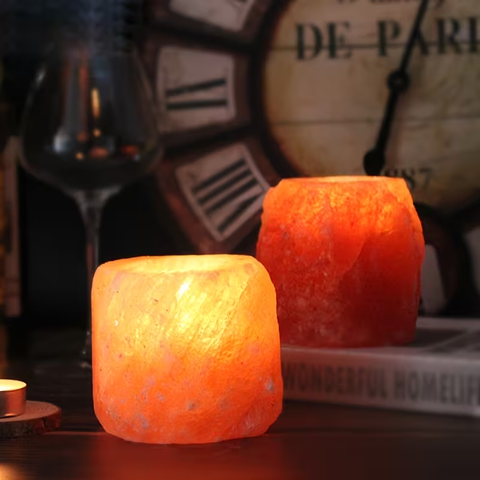 Porte-Bougie en Sel de l'Himalaya - Lumière Apaisante et Bien-être Naturel