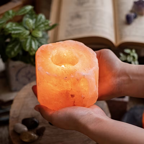 Porte-Bougie en Sel de l'Himalaya - Lumière Apaisante et Bien-être Naturel