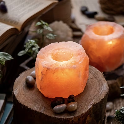 Porte-Bougie en Sel de l'Himalaya - Lumière Apaisante et Bien-être Naturel
