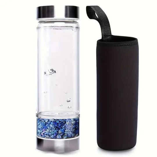 Bouteille en Verre avec Pierres de Lapis Lazuli - Énergie et Sagesse