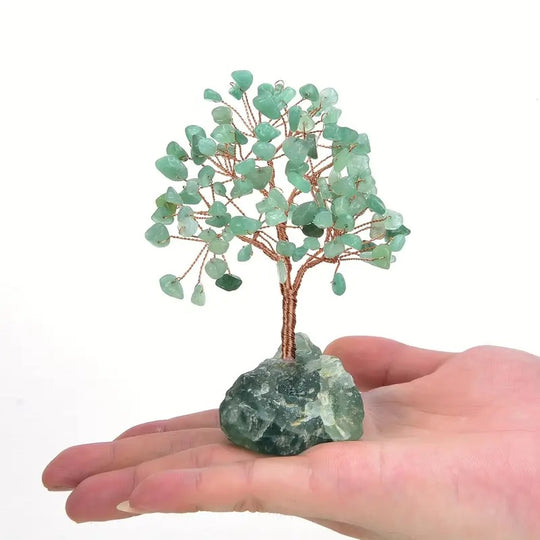 Arbre de Vie en Aventurine Verte avec Base en Pierre Brute - Chance et Harmonie