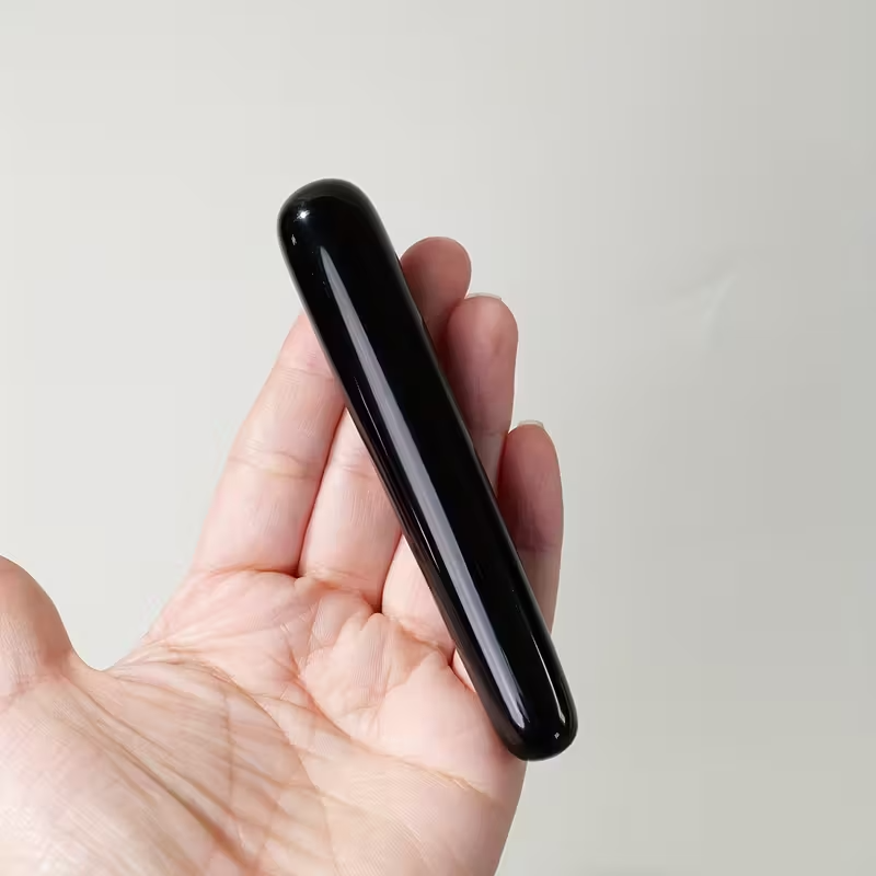 Bâton de Massage en Obsidienne Noire – Ancrage, Protection et Énergie Profonde - Gemio.ch