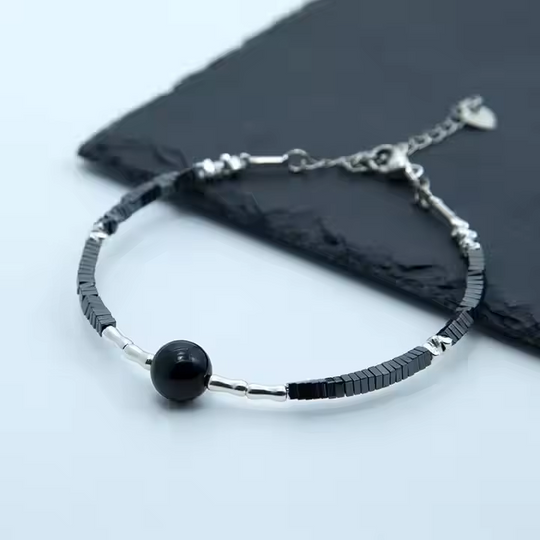 Bracelet Fin "Ancrage & Harmonie" - Hématite Facettée & Or