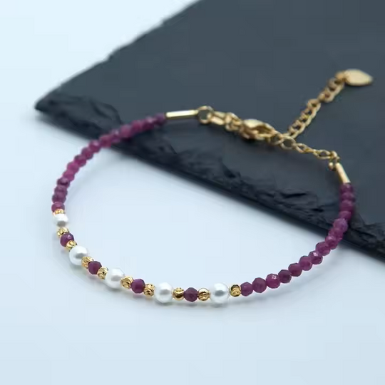 Bracelet Fin "Passion Royale" - Rubis Facetté & Or