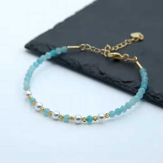 Bracelet Fin "Lagon Apaisant" - Amazonite Bleue Facettée