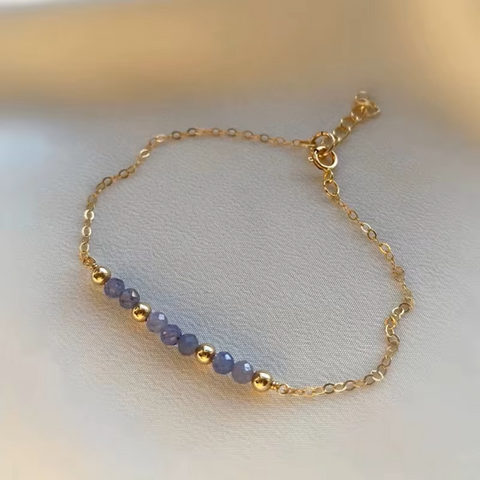 Collection Bracelet Fin en Pierres Naturelles Facettées de 3mm & Chaîne Or