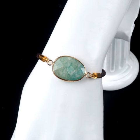 Collection Bracelets Médaillon Poire Facettée en Pierres Naturelles